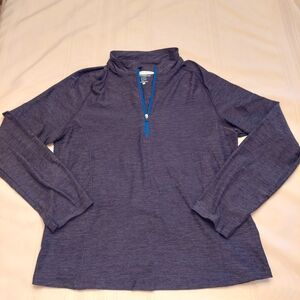 Pebble Beach performance golf 1/4 zip gray marbled blue logo pullover top. M